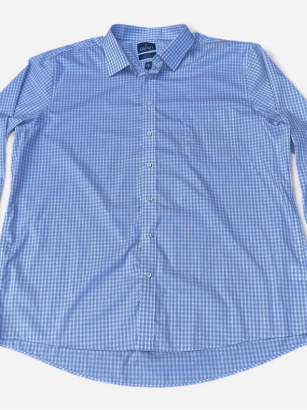 Stafford Light Blue Gingham Men's Button-Down Shirt